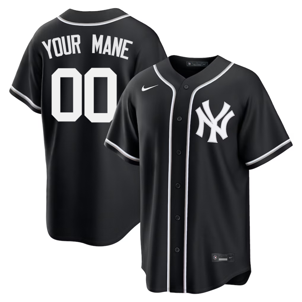 Custom #00 New York Yankees Fashion Replica Black Out Jersey