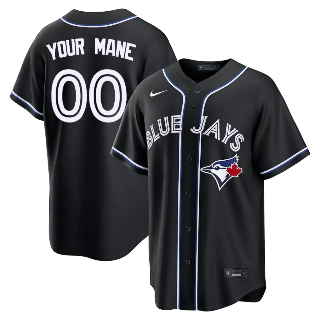 Custom #00 Toronto Blue Jays Fashion Replica Black Out Jersey