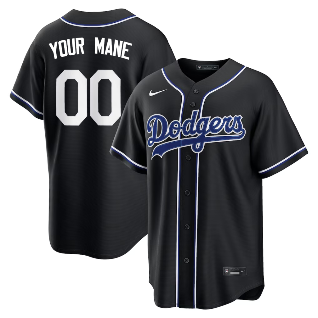 Custom #00 Los Angeles Dodgers Fashion Replica Black Out Jersey