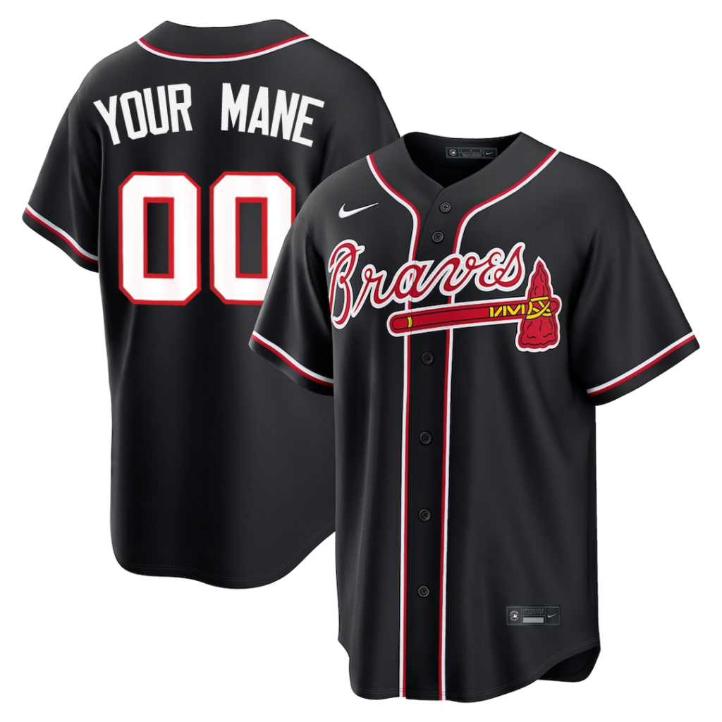 Custom #00 Atlanta Braves Fashion Replica Black Out Jersey