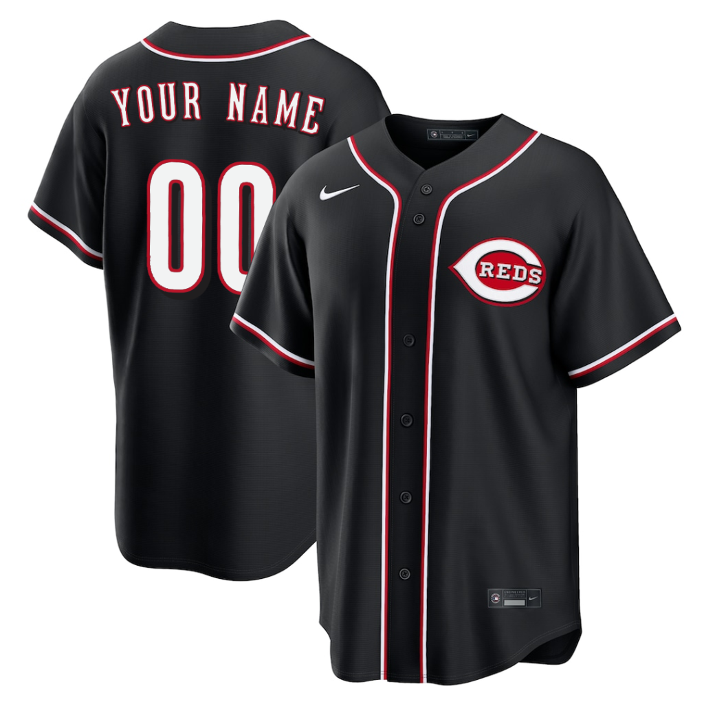 Custom #00 Cincinnati Reds Fashion Replica Black Out Jersey